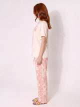Ensemble Pyjama Femme Polo Écru & Pantalon Floral Corail – présentation du modèle, pyjama femme Allure Maroc