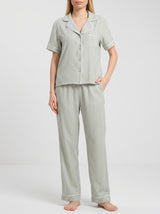 Ensemble Pyjama Femme Rayures Sauge - Chemise & Pantalon – vue principale, pyjama femme Allure Maroc