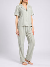 Ensemble Pyjama Femme Rayures Sauge - Chemise & Pantalon – présentation du modèle, pyjama femme Allure Maroc
