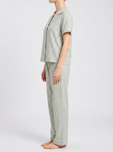 Ensemble Pyjama Femme Rayures Sauge - Chemise & Pantalon – coupe et style, pyjama femme Allure Maroc