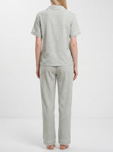 Ensemble Pyjama Femme Rayures Sauge - Chemise & Pantalon – détails et finitions, pyjama femme Allure Maroc