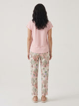 Ensemble Pyjama Femme Rose à Motif Botanique & Pantalon Tropical – présentation du modèle, pyjama femme Allure Maroc