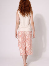 Ensemble Pyjama Femme Rose Poudré & Bermuda Feuillage – coupe et style, pyjama femme Allure Maroc