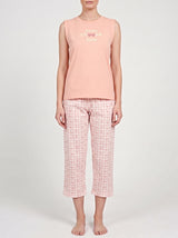 Ensemble Pyjama Femme Rose Poudré & Pantacourt Carreaux – vue principale, pyjama femme Allure Maroc