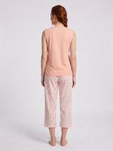 Ensemble Pyjama Femme Rose Poudré & Pantacourt Carreaux – présentation du modèle, pyjama femme Allure Maroc