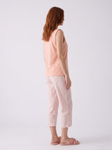Ensemble Pyjama Femme Rose Poudré & Pantacourt Carreaux – coupe et style, pyjama femme Allure Maroc