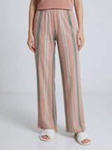 Ensemble Pyjama Femme Rose Poudré & Pantalon Rayé Multicolore – détails et finitions, pyjama femme Allure Maroc