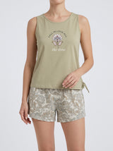 Ensemble Pyjama Femme Sauge & Short Paisley – vue principale, pyjama femme Allure Maroc