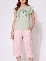 Ensemble Pyjama Femme Sauge M & Pantacourt Rose Imprimé – vue principale, pyjama femme Allure Maroc