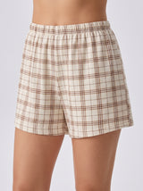 Ensemble Pyjama Femme Skull Kaki & Short Carreaux Beige – détails et finitions, pyjama femme Allure Maroc