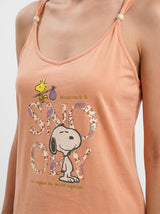 Ensemble Pyjama Femme Snoopy Abricot & Short Fleuri – détails et finitions, pyjama femme Allure Maroc