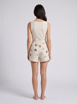 Ensemble Pyjama Femme Sunny Days Écru & Short Coquillages – coupe et style, pyjama femme Allure Maroc