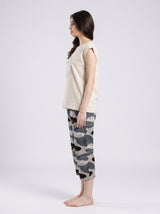 Ensemble Pyjama Femme Sweet Girl Écru & Pantacourt Camouflage – présentation du modèle, pyjama femme Allure Maroc