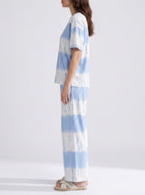 Ensemble Pyjama Femme Tie-Dye Bleu - T-shirt & Pantalon Ample – coupe et style, pyjama femme Allure Maroc