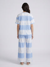 Ensemble Pyjama Femme Tie-Dye Bleu - T-shirt & Pantalon Ample – détails et finitions, pyjama femme Allure Maroc