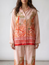 Ensemble Pyjama Femme Tropical Rose & Orange - Chemise & Pantalon – vue principale, pyjama femme Allure Maroc