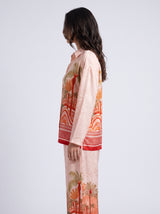 Ensemble Pyjama Femme Tropical Rose & Orange - Chemise & Pantalon – présentation du modèle, pyjama femme Allure Maroc
