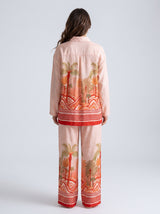 Ensemble Pyjama Femme Tropical Rose & Orange - Chemise & Pantalon – coupe et style, pyjama femme Allure Maroc