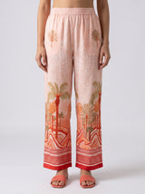 Ensemble Pyjama Femme Tropical Rose & Orange - Chemise & Pantalon – détails et finitions, pyjama femme Allure Maroc