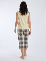 Ensemble Pyjama Femme Vanille & Pantacourt Carreaux Gris – coupe et style, pyjama femme Allure Maroc