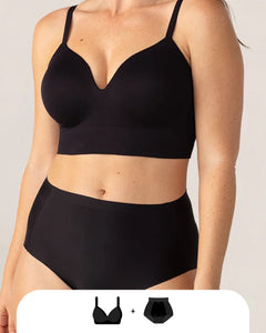 Ensemble Soutien - Gorge Confort Formant Sans Fil et Culotte Taille Haute Gainante - Allure