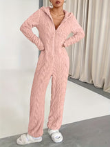 Combinaison Pyjama Femme Manches Longues Col Plongeant