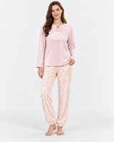 Ensemble Pyjama Femme Late Nights avec Pantalon Fleuri – Écru ou Rose
