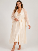 Peignoir de Nuit Femme Écru Brodé – vue principale, pyjama femme Allure Maroc