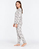Pyjama Femme Gris Clair Imprimé Pingouins - vue de côté