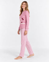 Pyjama Femme Rose « Je t'aime » – Pantalon Rayé - vue de côté