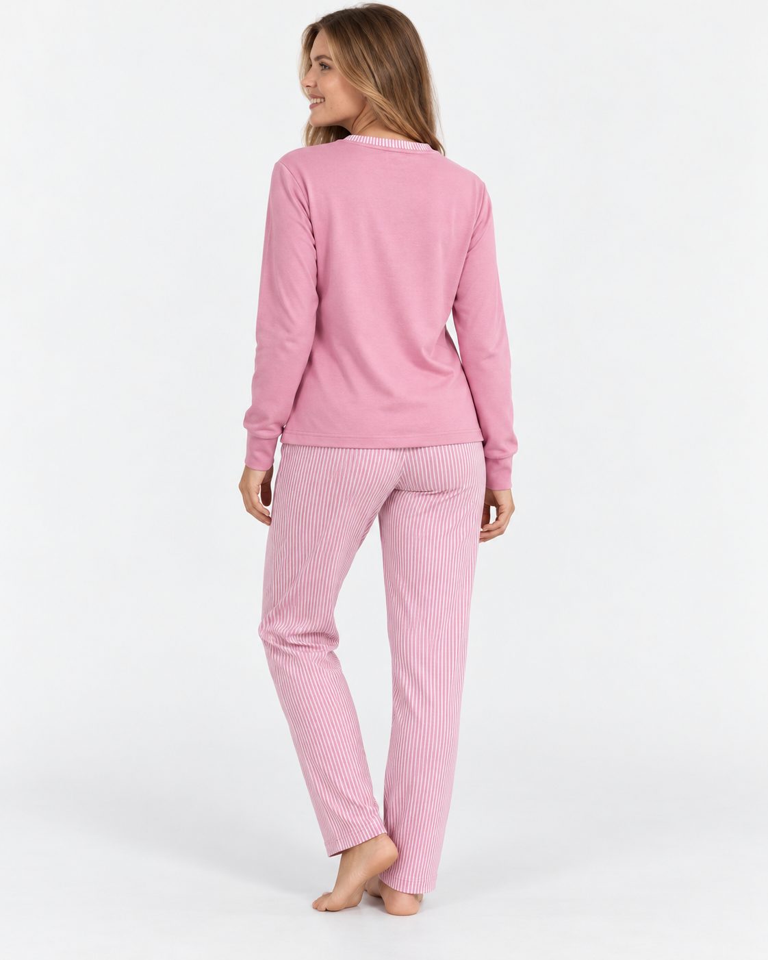 Pyjama Femme Rose « Je t'aime » – Pantalon Rayé - vue de dos