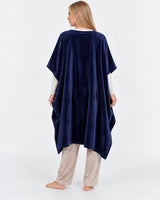 Pyjama poncho polaire femme motif lapin bleu marine - vue de dos