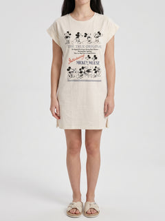 Robe de Nuit Femme Oversize Écrue à Motif Cartoon – vue principale, pyjama femme Allure Maroc