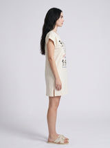 Robe de Nuit Femme Oversize Écrue à Motif Cartoon – coupe et style, pyjama femme Allure Maroc