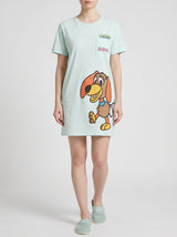 Robe de Nuit Femme Oversize Menthe à Motif Chien – vue principale, pyjama femme Allure Maroc