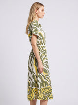 Robe Longue Femme Feuillage Vert Citron - Taille Ajustée – présentation du modèle, pyjama femme Allure Maroc