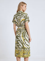 Robe Longue Femme Feuillage Vert Citron - Taille Ajustée – coupe et style, pyjama femme Allure Maroc