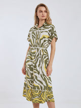 Robe Longue Femme Feuillage Vert Citron - Taille Ajustée – détails et finitions, pyjama femme Allure Maroc