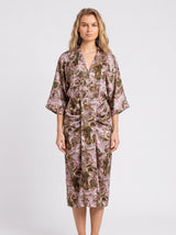 Robe Longue Femme Tropicale Noir & Beige - Style Bohème – vue principale, pyjama femme Allure Maroc