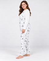 Ensemble Pyjama Salopette Femme – Blanc Imprimé - vue de côté